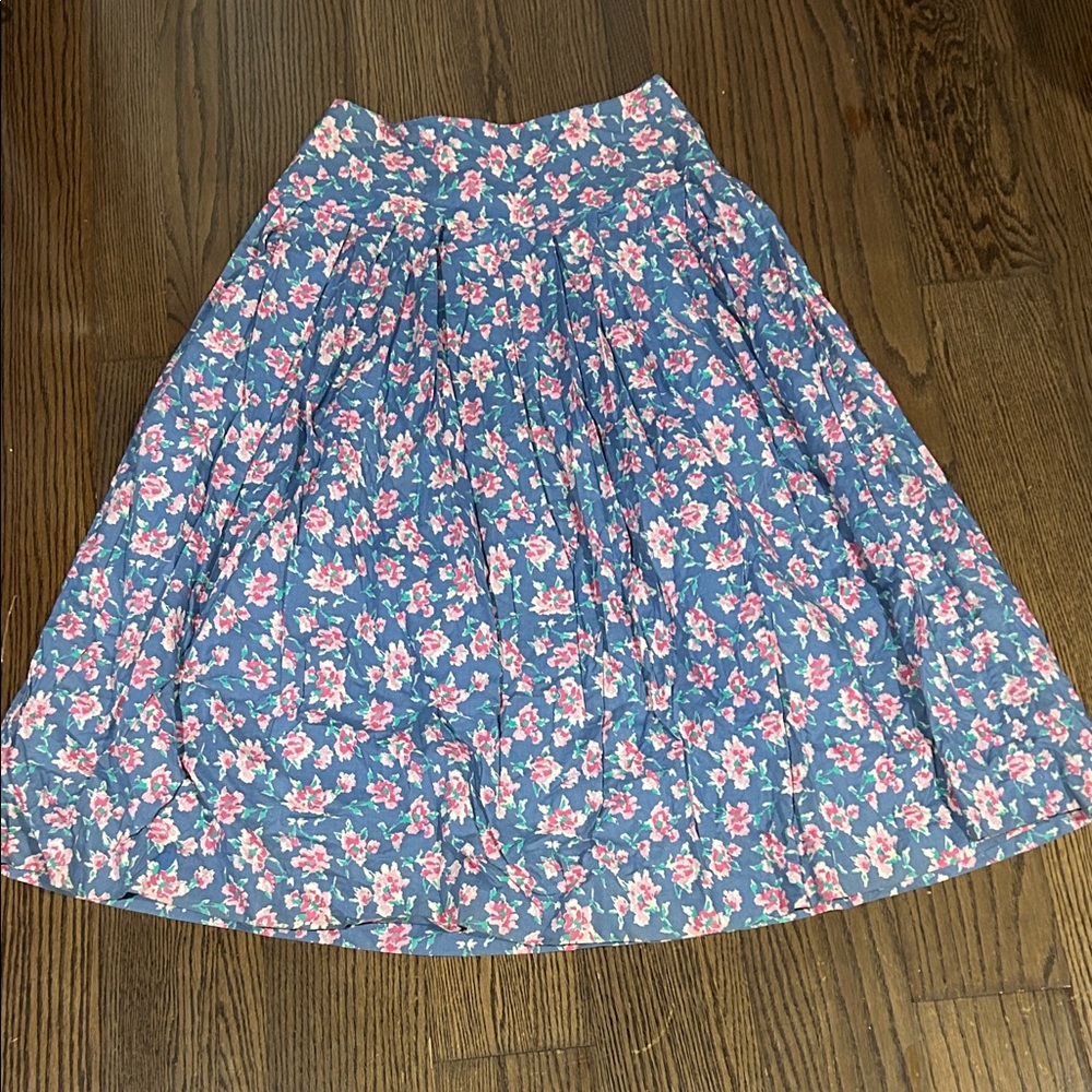 Vtg Laura Ashley 80s 90s blue & pink pastel floral boho skirt sz 12 - Picture 2 of 5